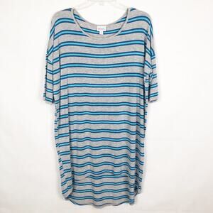 LuLaRoe Short Sleeve Striped Tee Shirt Tunic Dress Size M